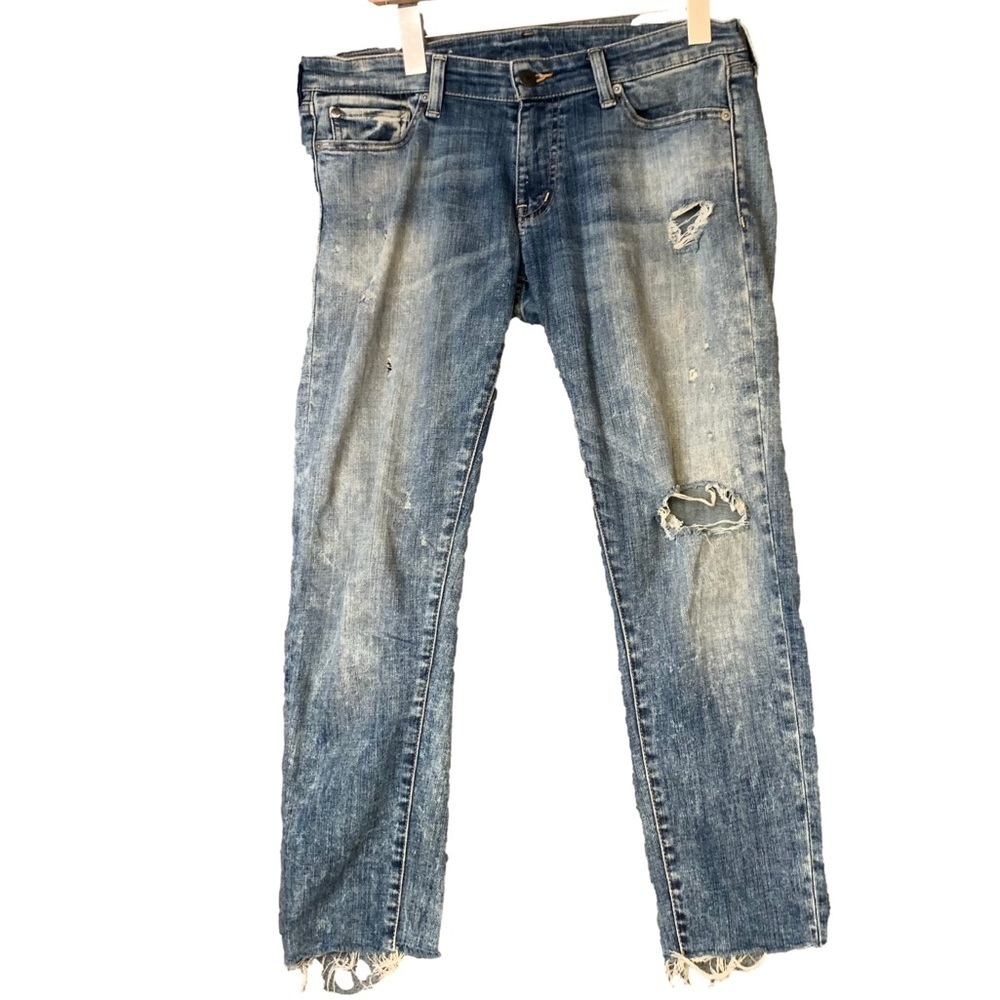 RARE Vintage Ralph Lauren Demin & Supply Cropped Ankle Destroyed Denim Sz 29